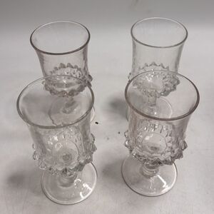 Set 4 Amazon Goblet Bryce Bros. Sawtooth Band Clear Glass EAPG 1890 Antique #177